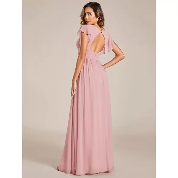 imageEverPretty Womens Ruffles Sleeves Back Cutout Bridesmaid Dresses A Line Formal Dress 01819Dusty Rose