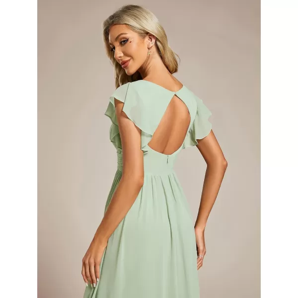 imageEverPretty Womens Ruffles Sleeves Back Cutout Bridesmaid Dresses A Line Formal Dress 01819Mint Green