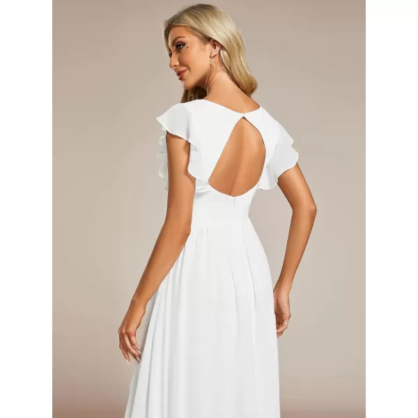 imageEverPretty Womens Ruffles Sleeves Back Cutout Bridesmaid Dresses A Line Formal Dress 01819White