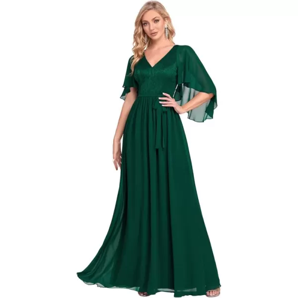 imageEverPretty Womens Aline Shawl Vneck Chiffon Evening Party Dress 0640Dark Green