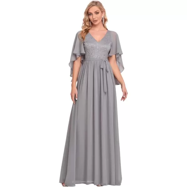 imageEverPretty Womens Aline Shawl Vneck Chiffon Evening Party Dress 0640Gray