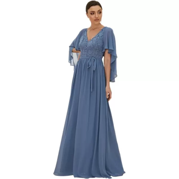 imageEverPretty Womens Aline Shawl Vneck Chiffon Evening Party Dress 0640Haze Blue