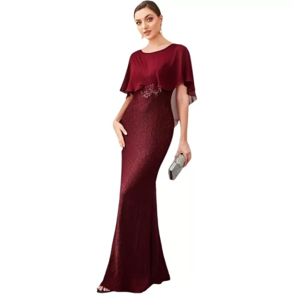 imageEverPretty Womens Crewneck Bodycon Mermaid Wedding Guest Mother of Bride Dress 0142ABurgundy