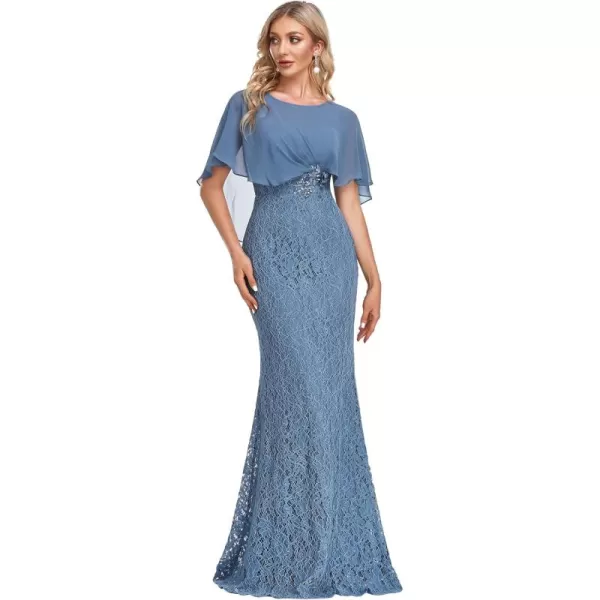 imageEverPretty Womens Crewneck Bodycon Mermaid Wedding Guest Mother of Bride Dress 0142AHaze Blue