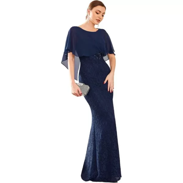 imageEverPretty Womens Crewneck Bodycon Mermaid Wedding Guest Mother of Bride Dress 0142ANavy Blue