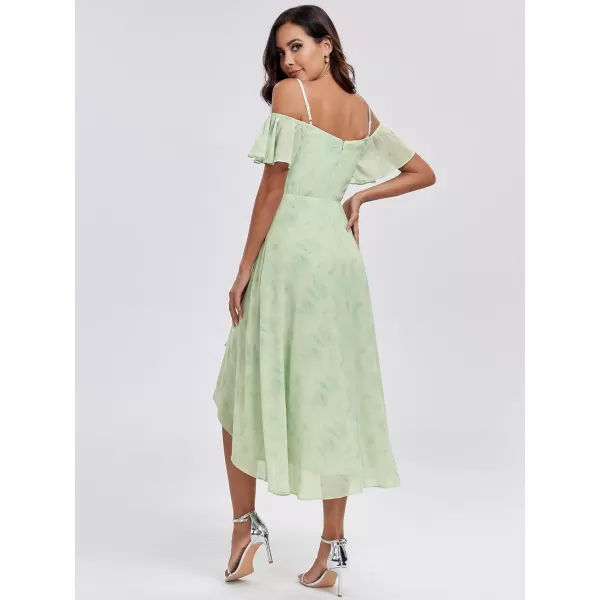 imageEverPretty Womens Chiffon Summer Off Shoulder Formal Dress High Low Midi Wedding Guest Dresses 02103Light Green Roses