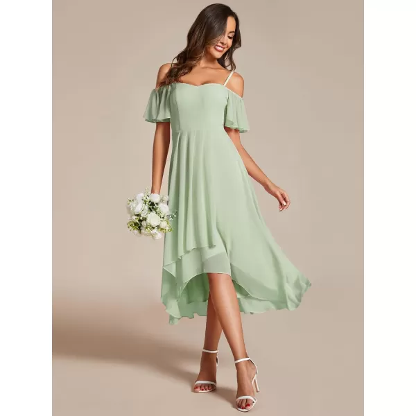 imageEverPretty Womens Chiffon Summer Off Shoulder Formal Dress High Low Midi Wedding Guest Dresses 02103Mint Green