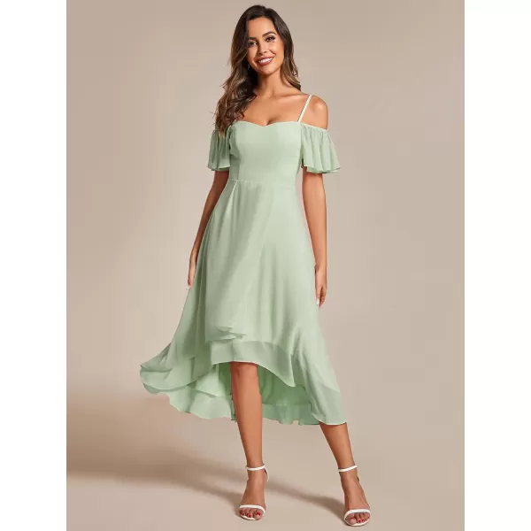 imageEverPretty Womens Chiffon Summer Off Shoulder Formal Dress High Low Midi Wedding Guest Dresses 02103Mint Green