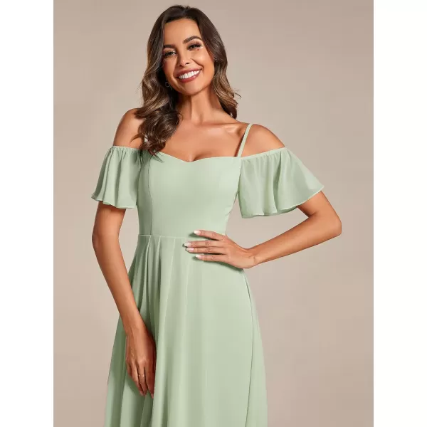 imageEverPretty Womens Chiffon Summer Off Shoulder Formal Dress High Low Midi Wedding Guest Dresses 02103Mint Green