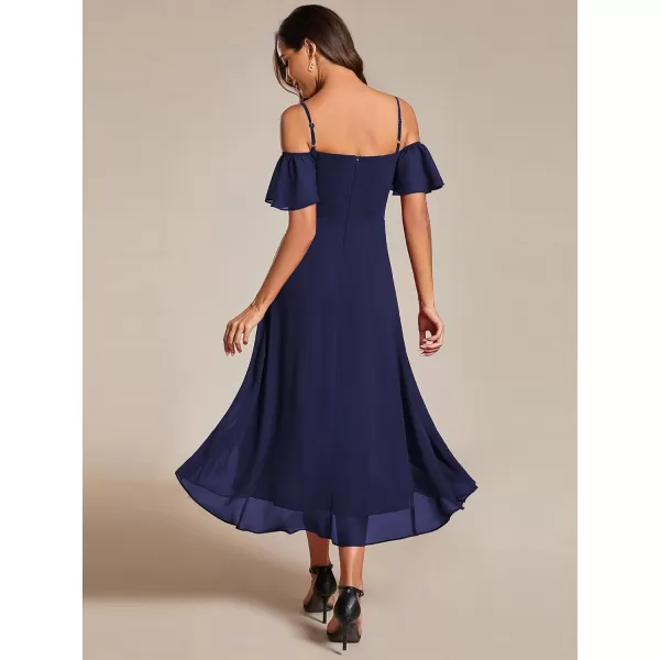 imageEverPretty Womens Chiffon Summer Off Shoulder Formal Dress High Low Midi Wedding Guest Dresses 02103Navy Blue