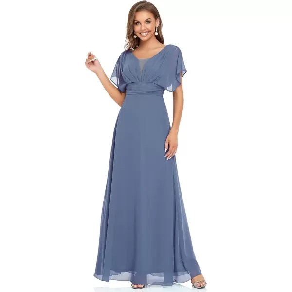 imageEverPretty Womens Elegant VNeck Formal Evening Dresses 7851Haze Blue