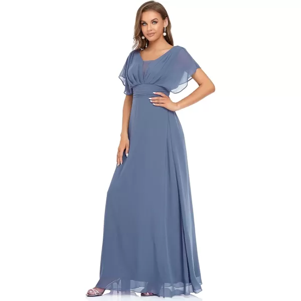 imageEverPretty Womens Elegant VNeck Formal Evening Dresses 7851Haze Blue