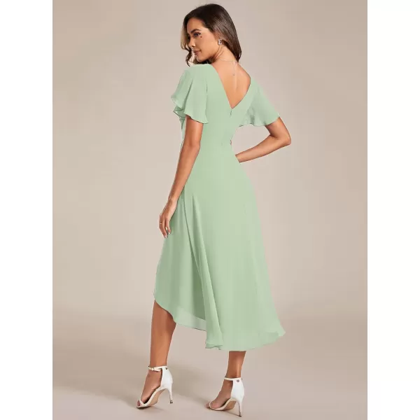 imageEverPretty Womens Summer Dress Chiffon VNeck Short Wedding Guest Dress with Ruffled Sleeves 01923Mint Green