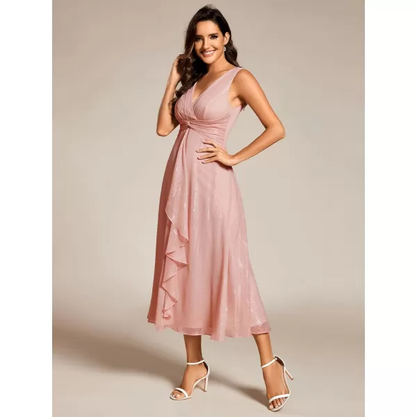 imageEverPretty Womens Summer Sleeveless Midi Length Pleated A Line Wedding Guest Dress 11977Dusty Rose