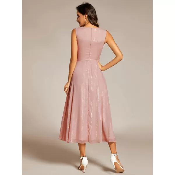 imageEverPretty Womens Summer Sleeveless Midi Length Pleated A Line Wedding Guest Dress 11977Dusty Rose