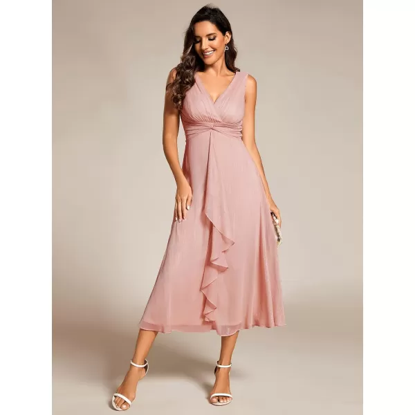 imageEverPretty Womens Summer Sleeveless Midi Length Pleated A Line Wedding Guest Dress 11977Dusty Rose