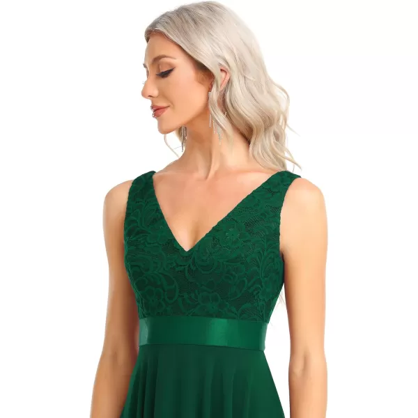 imageEverPretty Womens Vintage V Neck Irregular Hem Lace A Line Chiffon Cocktail Dresses 00207Green