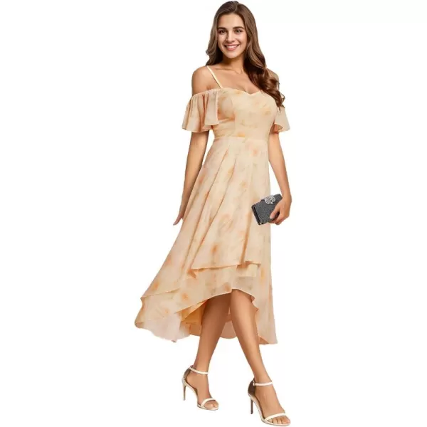 imageEverPretty Womens Chiffon Summer Off Shoulder Formal Dress High Low Midi Wedding Guest Dresses 02103Golden Roses