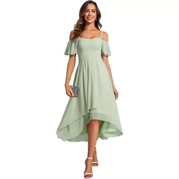 imageEverPretty Womens Chiffon Summer Off Shoulder Formal Dress High Low Midi Wedding Guest Dresses 02103Mint Green