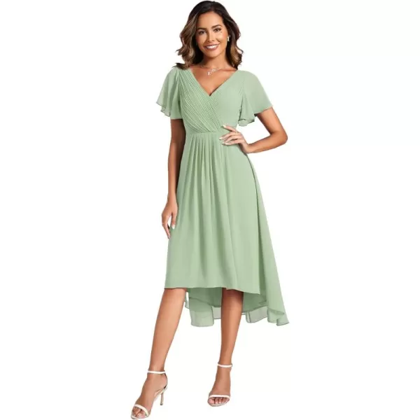 imageEverPretty Womens Summer Dress Chiffon VNeck Short Wedding Guest Dress with Ruffled Sleeves 01923Mint Green