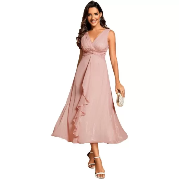 imageEverPretty Womens Summer Sleeveless Midi Length Pleated A Line Wedding Guest Dress 11977Dusty Rose