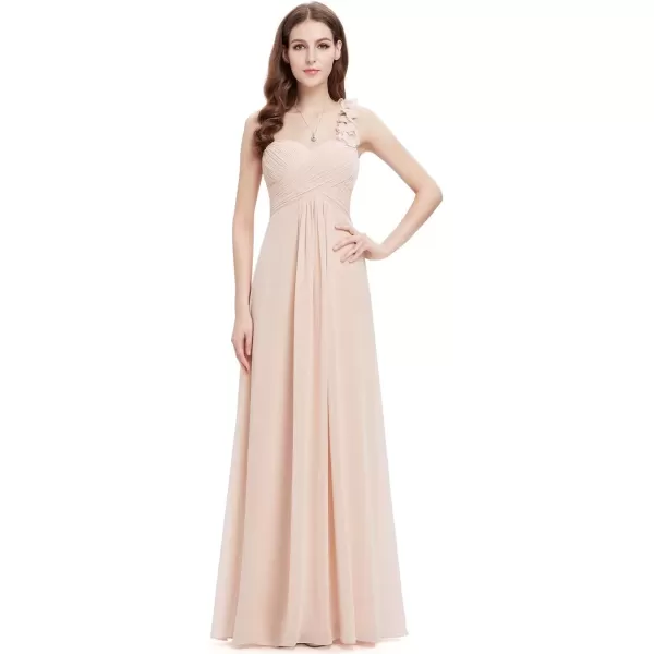 imageEverPretty Womens Elegant One Shoulder Empire Waist Flowy Maxi Bridesmaids Dress 09768USABlush