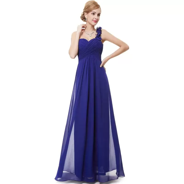 imageEverPretty Womens Elegant One Shoulder Empire Waist Flowy Maxi Bridesmaids Dress 09768USASapphire Blue