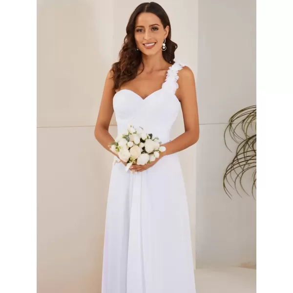 imageEverPretty Womens Elegant One Shoulder Empire Waist Flowy Maxi Bridesmaids Dress 09768USAWhite