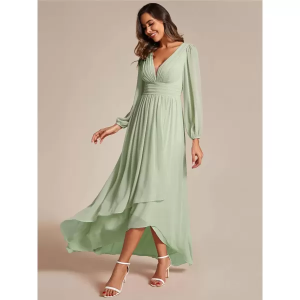 imageEverPretty Womens Fall Lantern Sleeve A Line High Low Bridesmaid Dresses 02043Mint Green