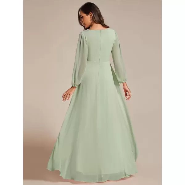 imageEverPretty Womens Fall Lantern Sleeve A Line High Low Bridesmaid Dresses 02043Mint Green