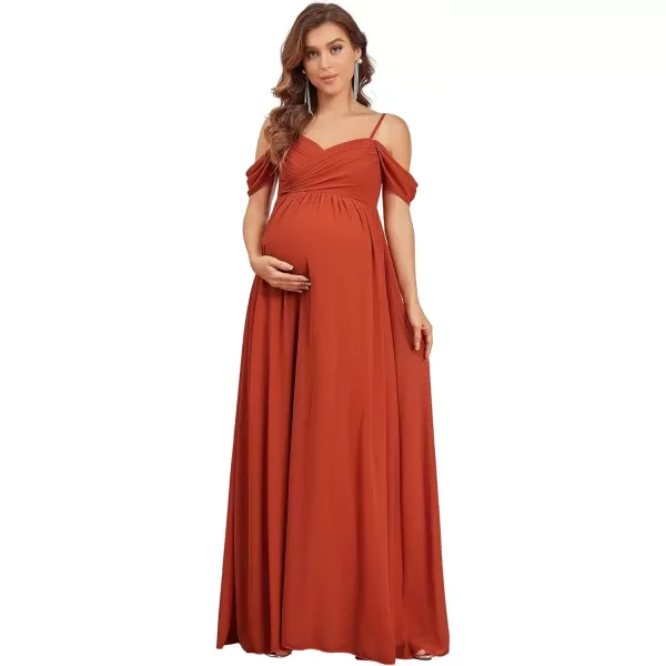 imageEverPretty Womens Ruched Spaghetti Staps V Neck Short Sleeves Maternity Formal Party Dress 20809EYBurnt Orange