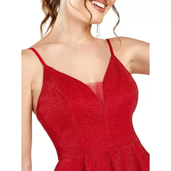 imageEverPretty Womens Summer Dresses Glitter V Neck Spaghetti Straps Mini Wedding Guest Dress 03124Red