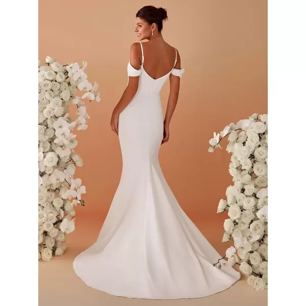 imageEverPretty Womens Cold Shoulder V Back Mermaid Long Summer Wedding Dresses 01708White