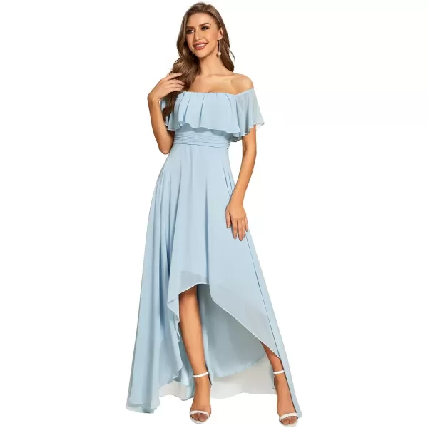 imageEverPretty Womens Off Shoulder High Low A Line Chiffon Wedding Guest Dress 01736Blue