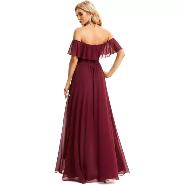 imageEverPretty Womens Off Shoulder High Low A Line Chiffon Wedding Guest Dress 01736Burgundy