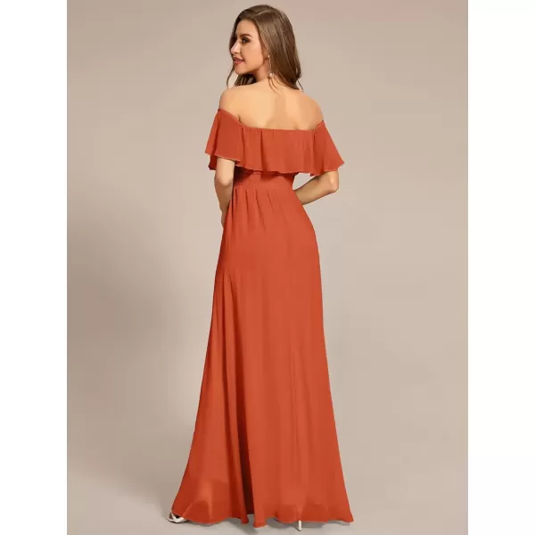 imageEverPretty Womens Off Shoulder High Low A Line Chiffon Wedding Guest Dress 01736Burnt Orange