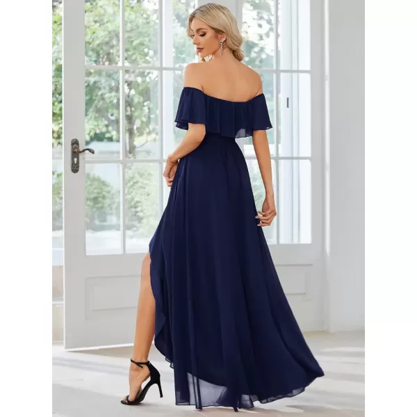 imageEverPretty Womens Off Shoulder High Low A Line Chiffon Wedding Guest Dress 01736Navy Blue