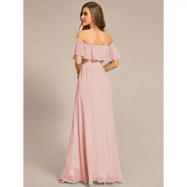 imageEverPretty Womens Off Shoulder High Low A Line Chiffon Wedding Guest Dress 01736Pink