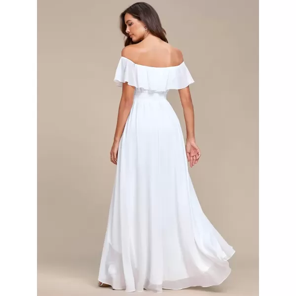 imageEverPretty Womens Off Shoulder High Low A Line Chiffon Wedding Guest Dress 01736White