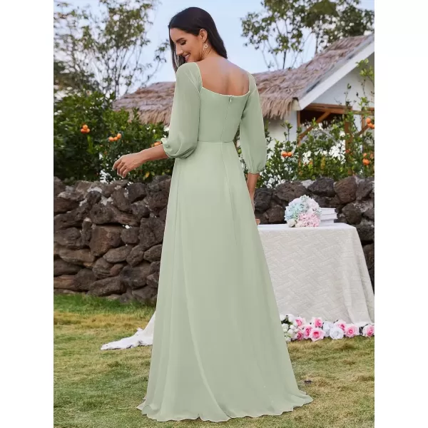 imageEverPretty Womens Off Shoulder Lantern Sleeves A Line Split Maxi Bridesmaid Dresses S0002Mint Green