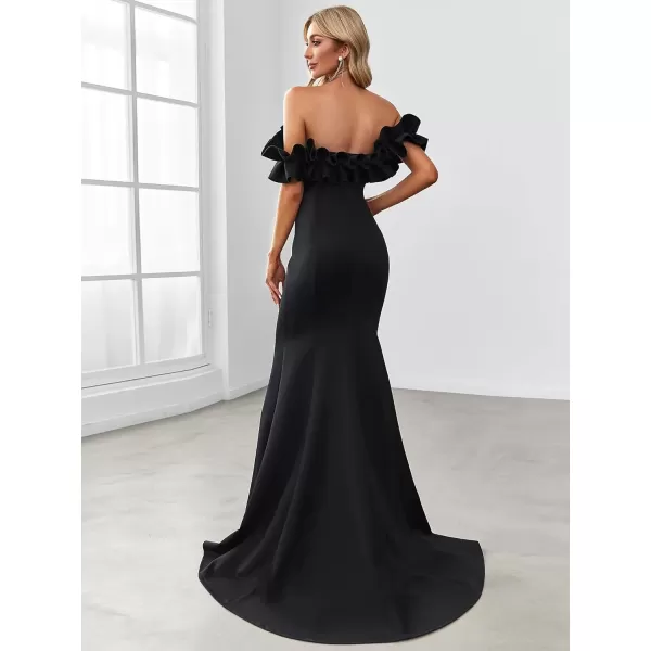 imageEverPretty Womens Off Shoulder Ruffle Sleeve Bodycon Formal Party Dress 0274Black