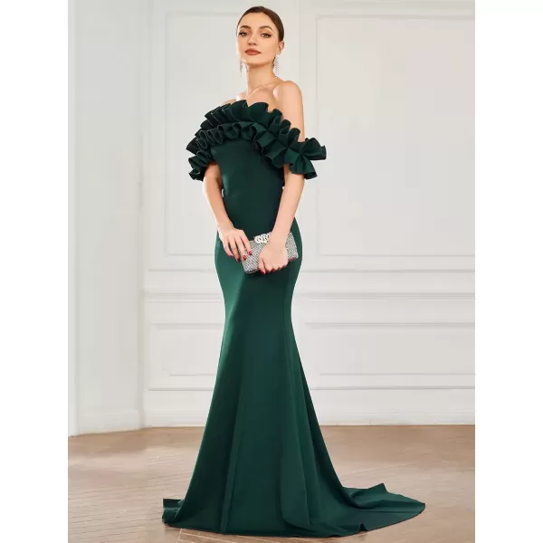 imageEverPretty Womens Off Shoulder Ruffle Sleeve Bodycon Formal Party Dress 0274Dark Green