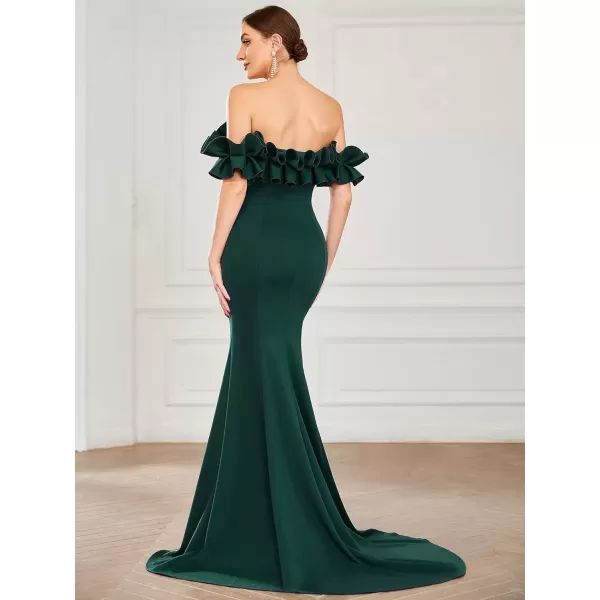 imageEverPretty Womens Off Shoulder Ruffle Sleeve Bodycon Formal Party Dress 0274Dark Green