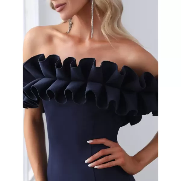 imageEverPretty Womens Off Shoulder Ruffle Sleeve Bodycon Formal Party Dress 0274Navy Blue