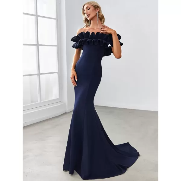 imageEverPretty Womens Off Shoulder Ruffle Sleeve Bodycon Formal Party Dress 0274Navy Blue