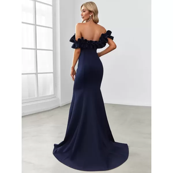 imageEverPretty Womens Off Shoulder Ruffle Sleeve Bodycon Formal Party Dress 0274Navy Blue