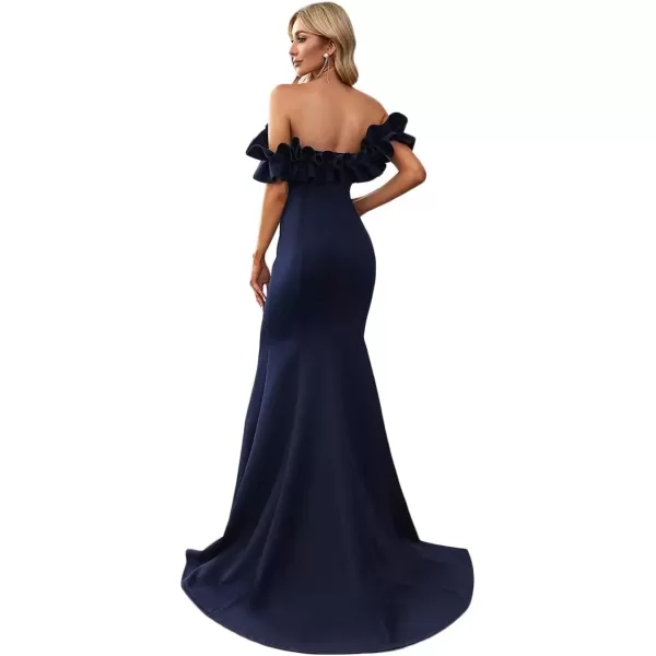 imageEverPretty Womens Off Shoulder Ruffle Sleeve Bodycon Formal Party Dress 0274Navy Blue