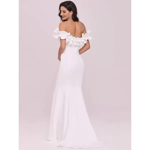 imageEverPretty Womens Off Shoulder Ruffle Sleeve Bodycon Formal Party Dress 0274White