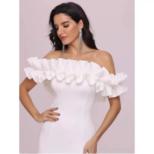 imageEverPretty Womens Off Shoulder Ruffle Sleeve Bodycon Formal Party Dress 0274White