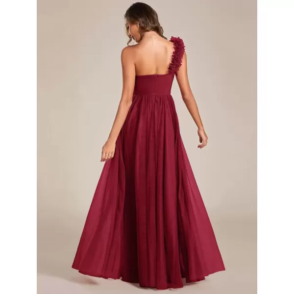 imageEverPretty Womens One Shoulder Sleeveless Pleated ALine Floor Length Bridesmaid Dresses 01911Burgundy